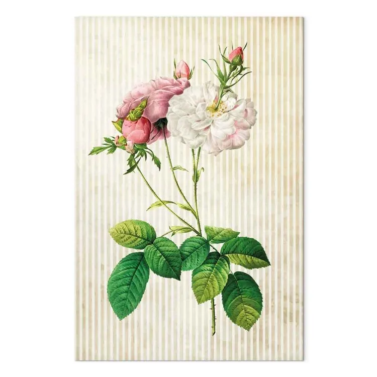 Natur im Retro-Stil (1-teilig) - Blumen vor braunen Streifen