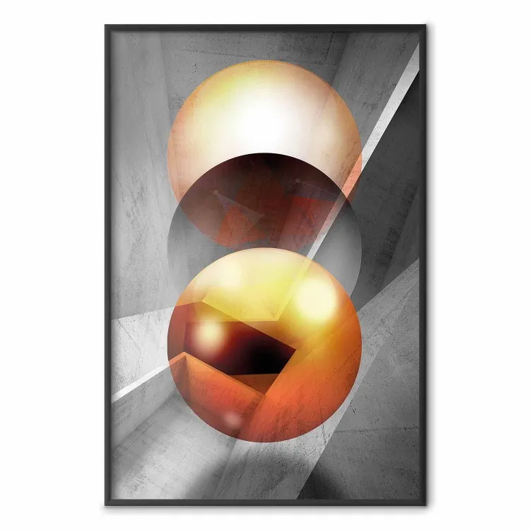 Newton's Pendulum - Moderne geometrische Komposition, goldene Kugeln