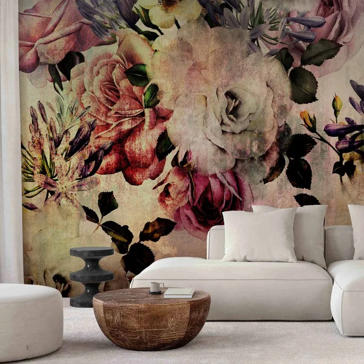 Nostalgie-Blumen - Blumentapete Vintage