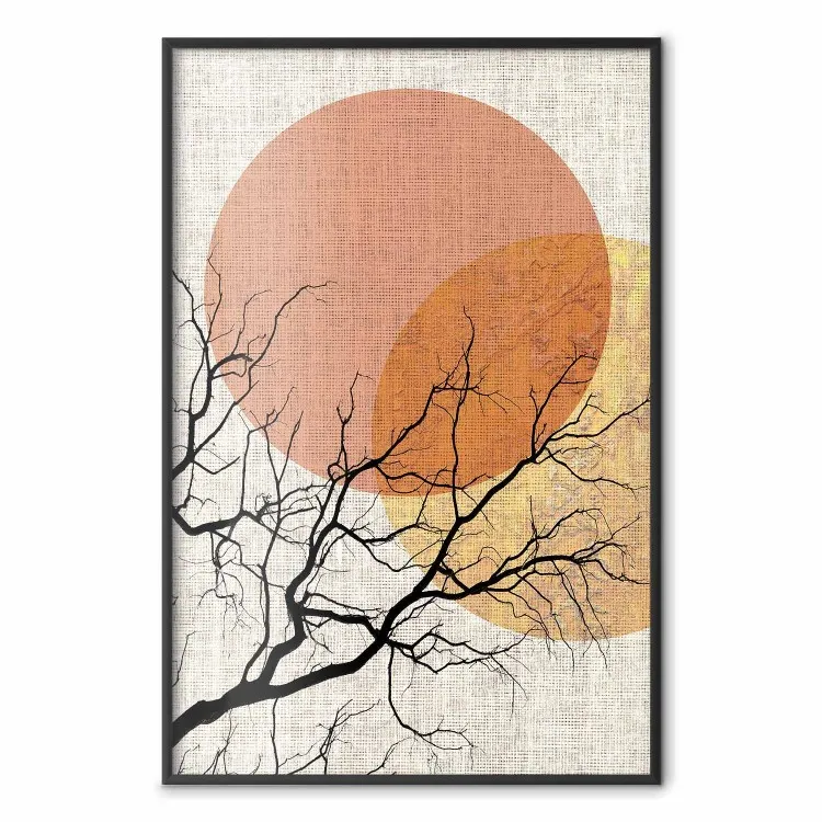 Doppelter Mond - Abstraktion von Baum und Mond auf Stofftextur
