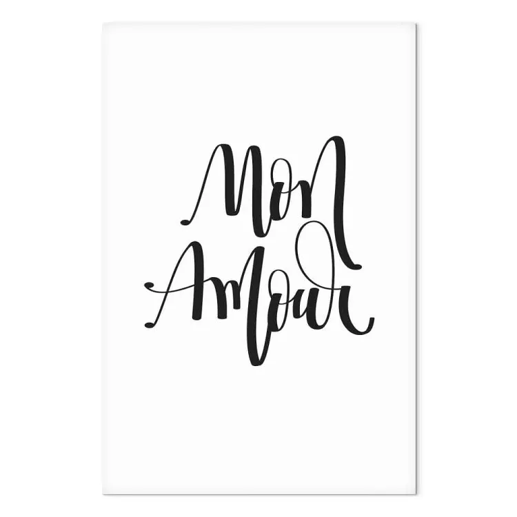 Mon Amour in Schwarz - Text-Komposition auf einem weißen Hintergrund