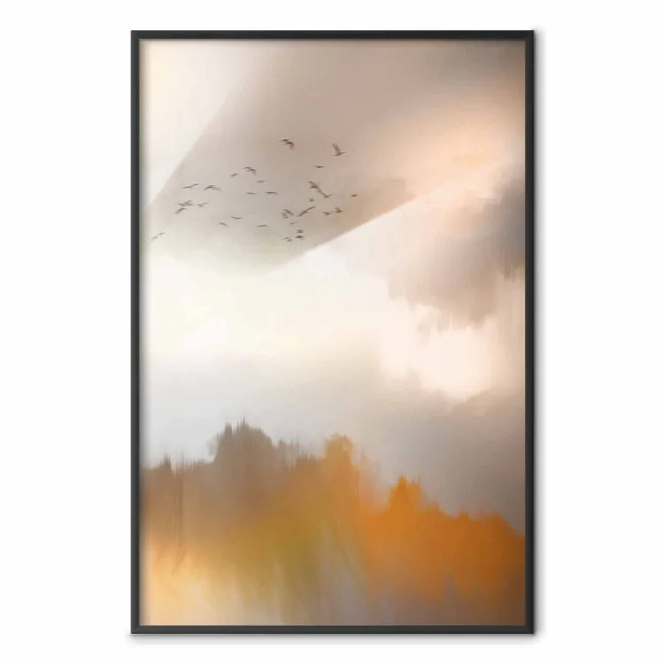 Nostalgie - Abstrakte Vogellandschaft am Himmel in goldenen Farben
