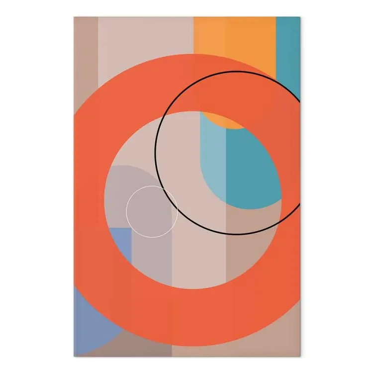 Räder und Halbkreise - geometrische Figuren auf beigem Hintergrund