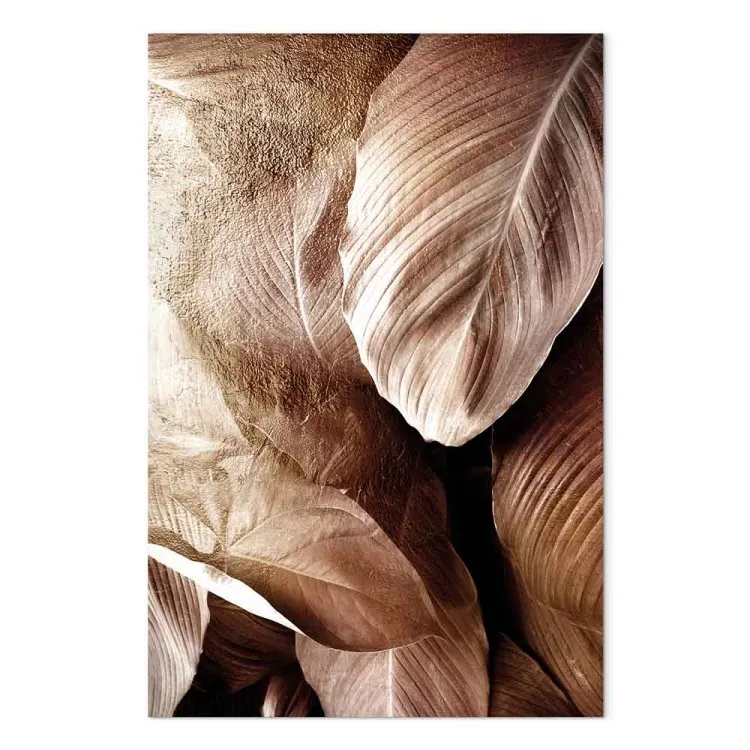 Goldenes Rascheln (1-teilig) Hochformat - exotische glamouröse Blätter