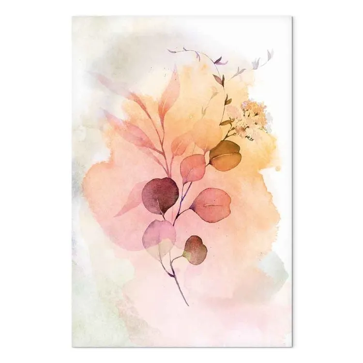 Aquarellzweig (1-teilig) Hochformat - Blume, verschüttete Farben