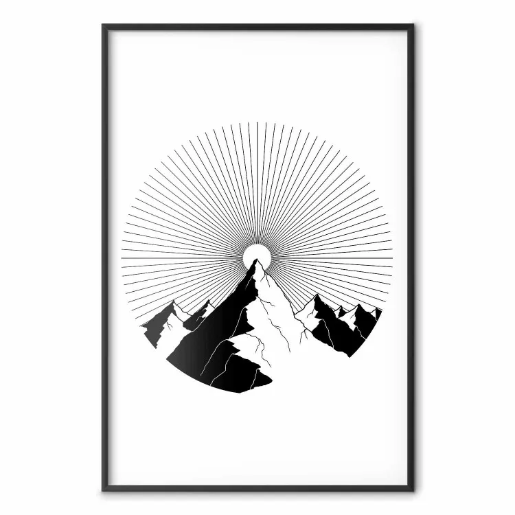 Gipfelblick - Abstrakte schwarze Berglandschaft auf weißem Hintergrund