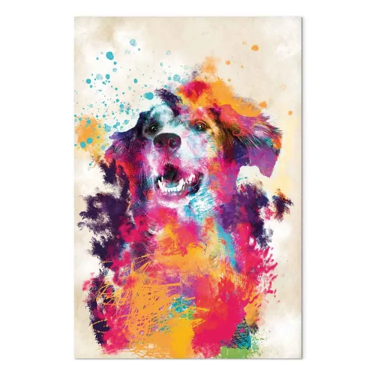 Aquarellhund (1-teilig) Hochformat - Futuristisches buntes Tier