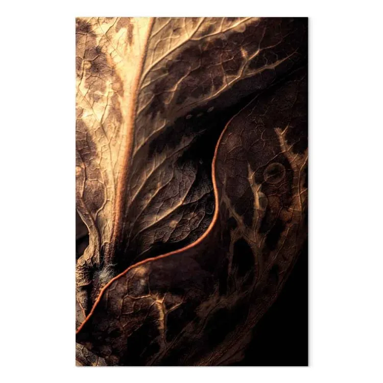 Verwirrter Abdruck (1-teilig) Hochformat - Blattlandschaft in Gold
