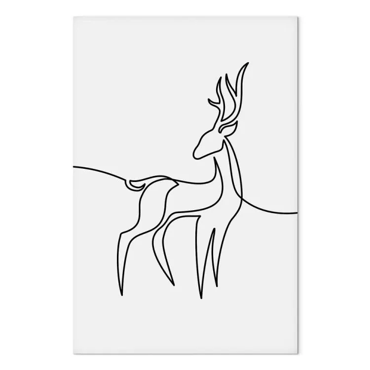 Hirschfigur - Schwarz-Weiß-Abstraktion in der Line Art Kunst
