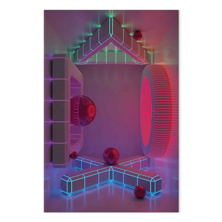 Vier Wände (1-teilig) Hochformat - Futuristische bunte Figuren