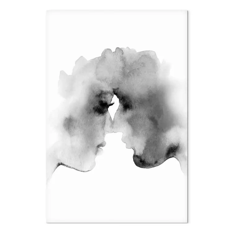 Verschwommene Gedanken (1-teilig) Hochformat - Kuss im Aquarellstil