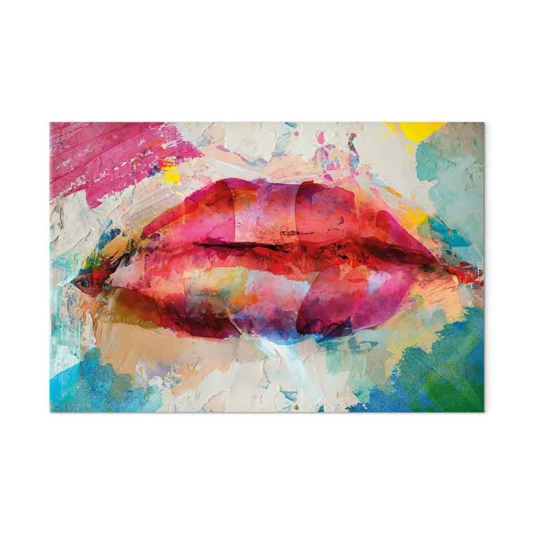 Künstlerische Lippen (1-teilig) Breitformat - Bunte Lippenabstraktion