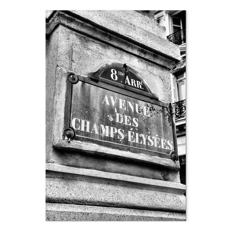 Champs-Elysees - Schwarz-Weiß-Grafik der berühmten Straße von Paris