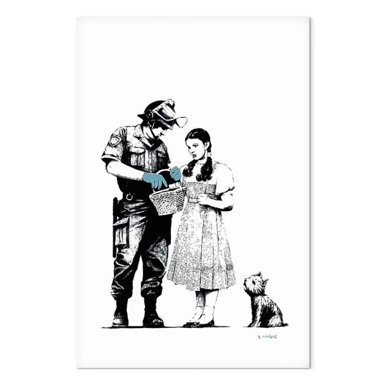 Mädchen, Hund und Polizist - jugendliche Grafik im Street-Art-Stil