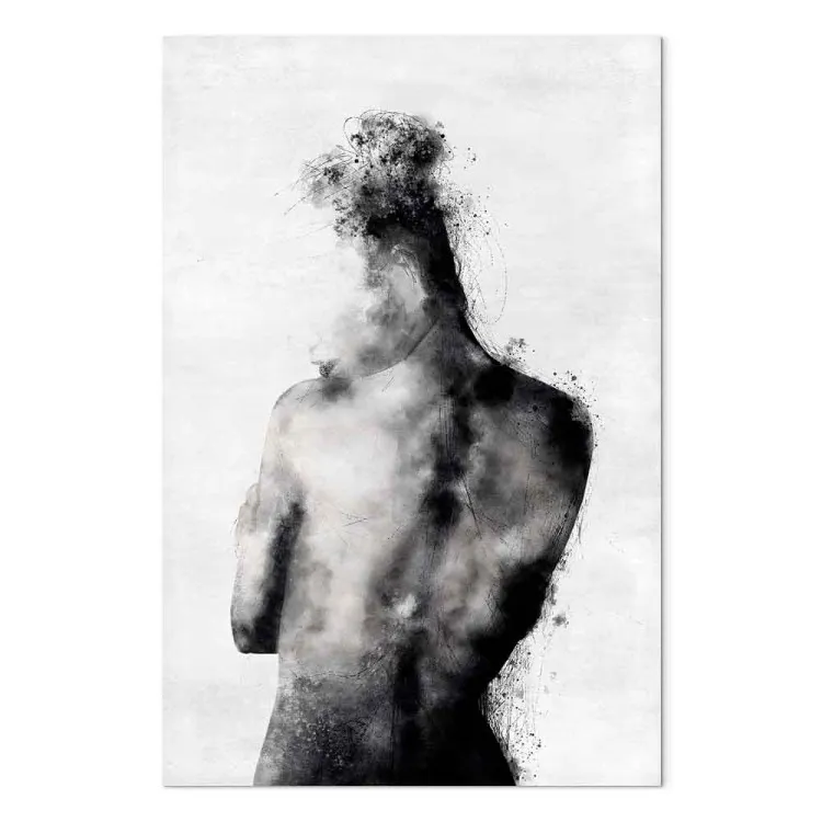Nachdenklich (1-teilig) Hochformat - Abstrakte Schwarz-weiß-Silhouette