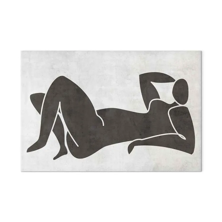 Liegende Frau - schwarz-weiße Grafik im Scandi-Boho-Stil