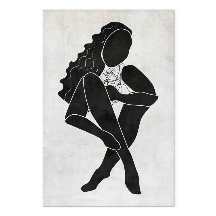 Sitzende Figur einer Frau - schwarz-weiße Silhouette einer Frau