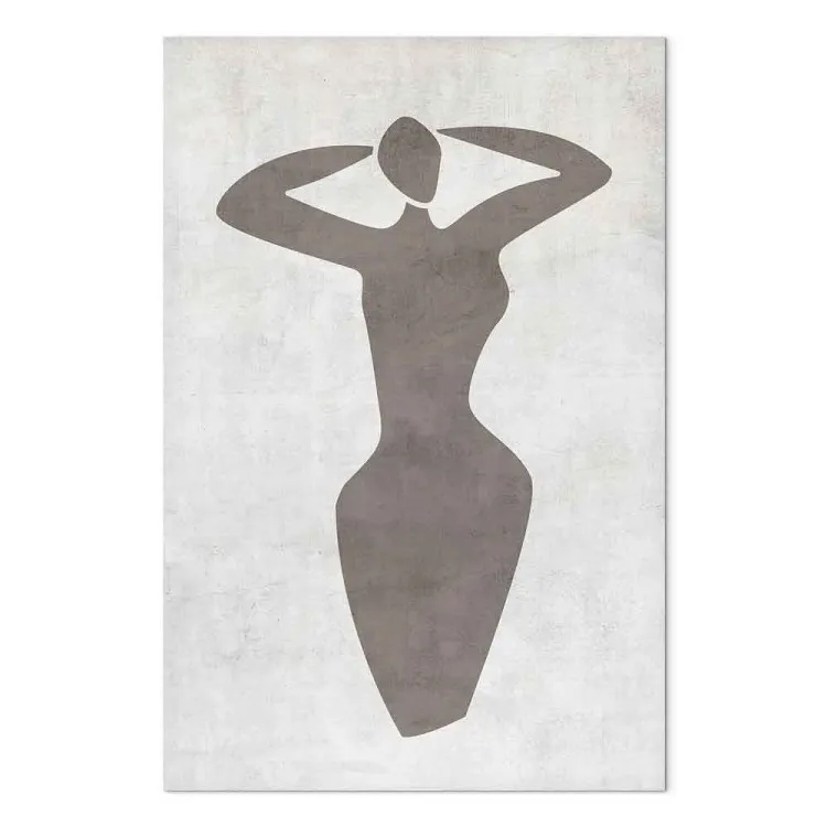 Frau mit angehobenen Händen - schwarzweiße Boho-Stil-Grafik