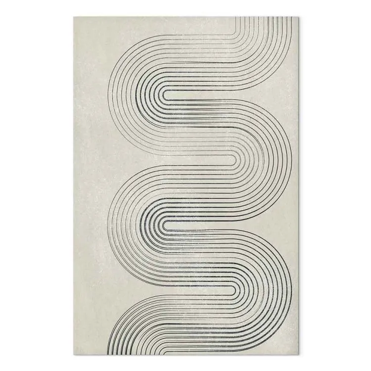 Symmetrische, schwarze Welle - Abstraktion in Grautönen, Japandi-Stil