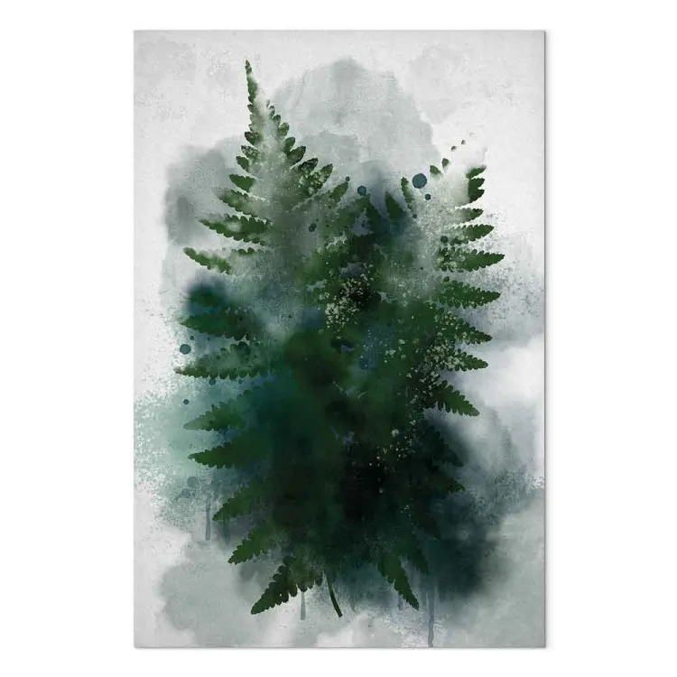 Farn im Nebel - Blätter in einer kühlen Nebelwolke, grün und grau