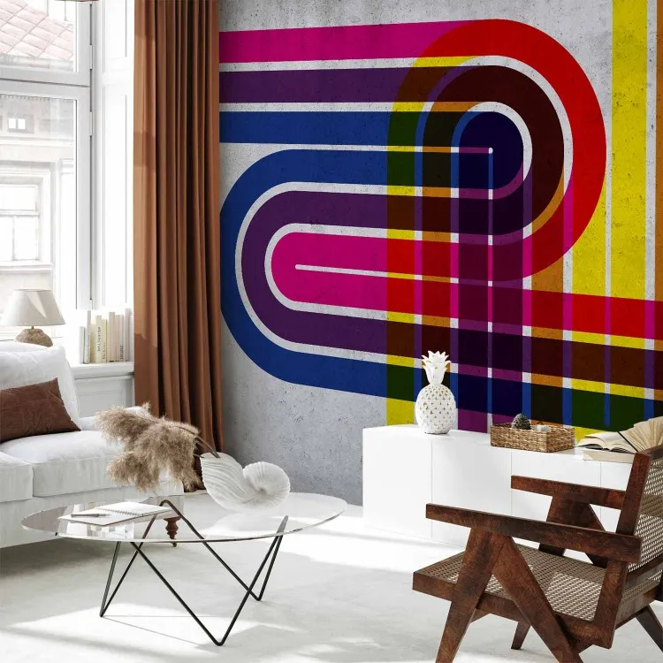 Bunte Wege - geometrische Abstraktion mit kurvigen Stängen