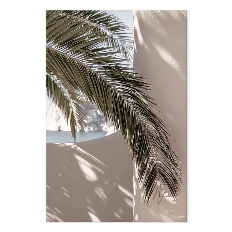 Blick von der Terrasse (1-teilig) Hoch - Blatt einer Palme in Marokko