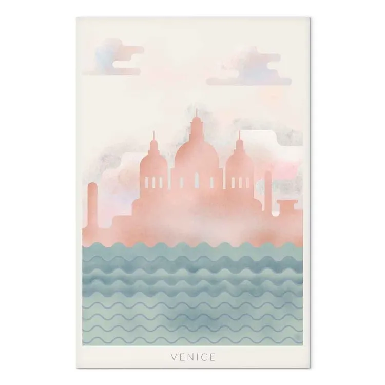Venedig auf den Wellen - Bildmotiv der Innenstadt, Rosa und Blau