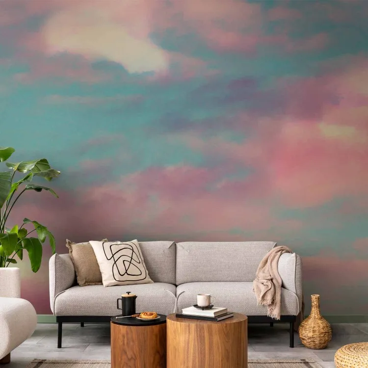Bunte Wolken - blauer Himmel mit rosa und weißen Wolken