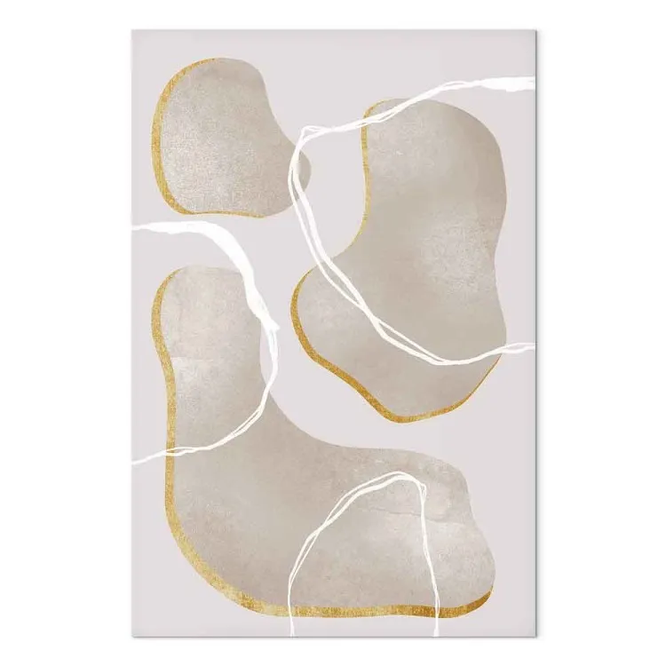 Fragmente des grauen Marmors - beige Abstraktion im Scandi-Boho-Stil