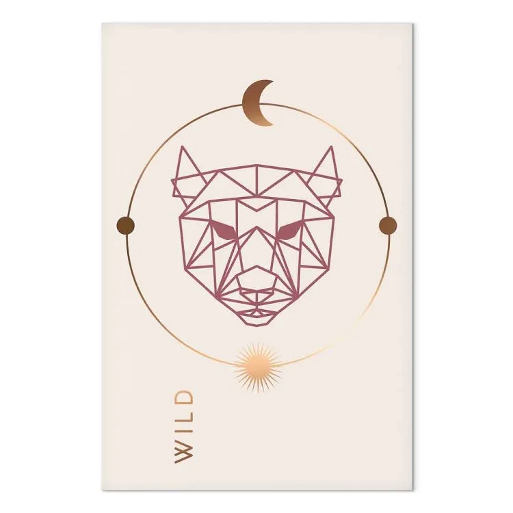 Brauner Text, Wild - geometrische Abstraktion mit einem Wolf