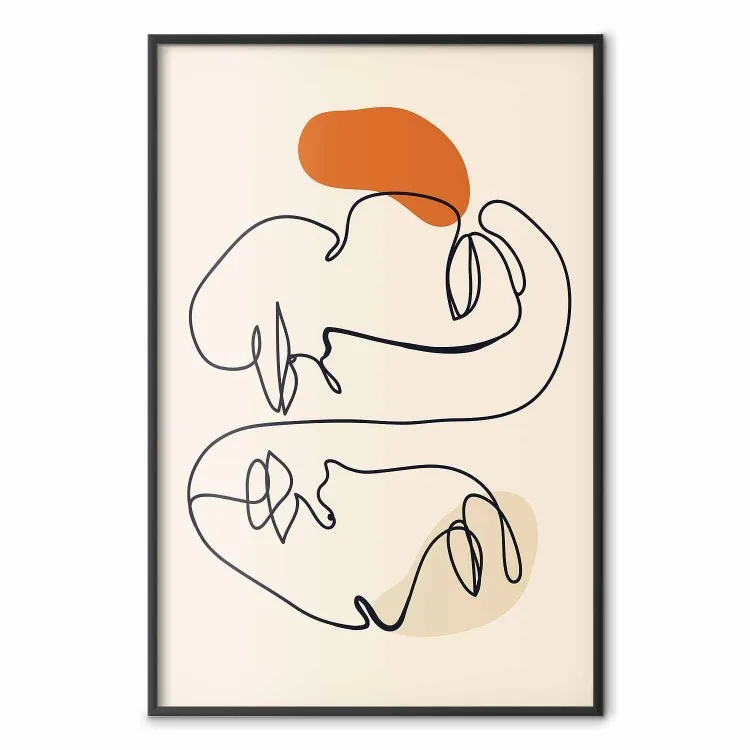 Sonnige Verbindung - Lineart mit menschlichen Gesichtern auf beige