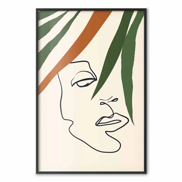 Magischer Blick - Lineart mit Gesicht zwischen Blättern