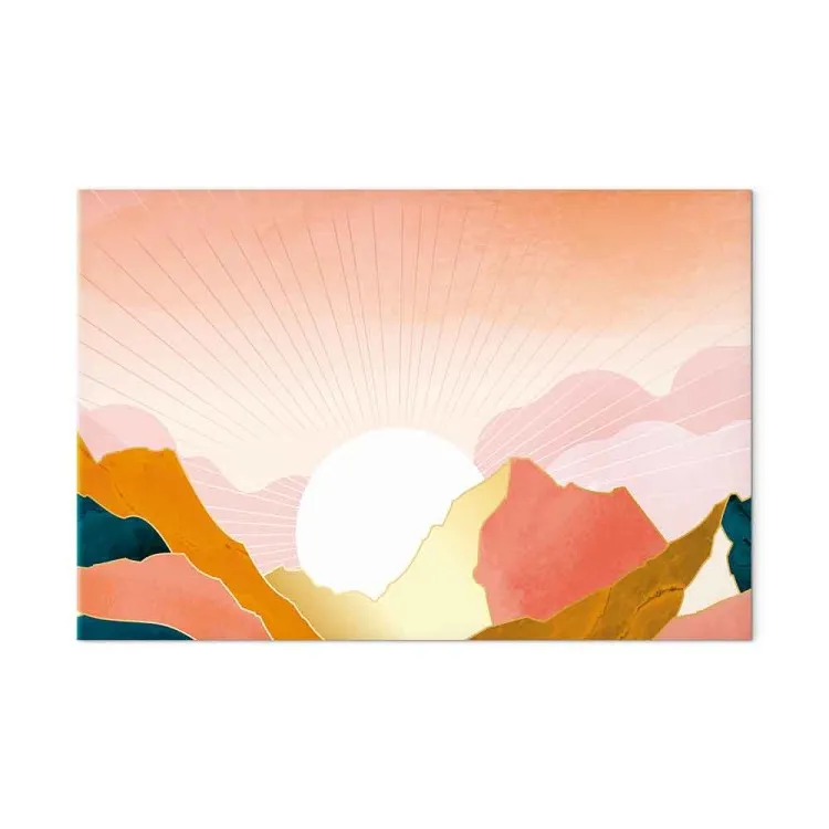 Sonniges Land (1-teilig) Breit - Abstrakte Sonne hinter Bergen