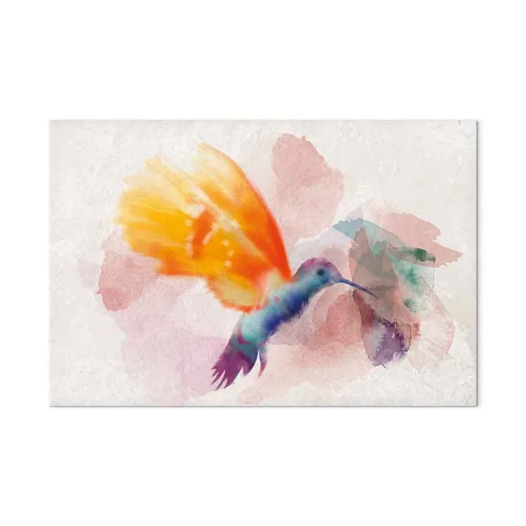 Gelber Kolibri (1-teilig) Breit - Vogel in zarten Aquarellfarben