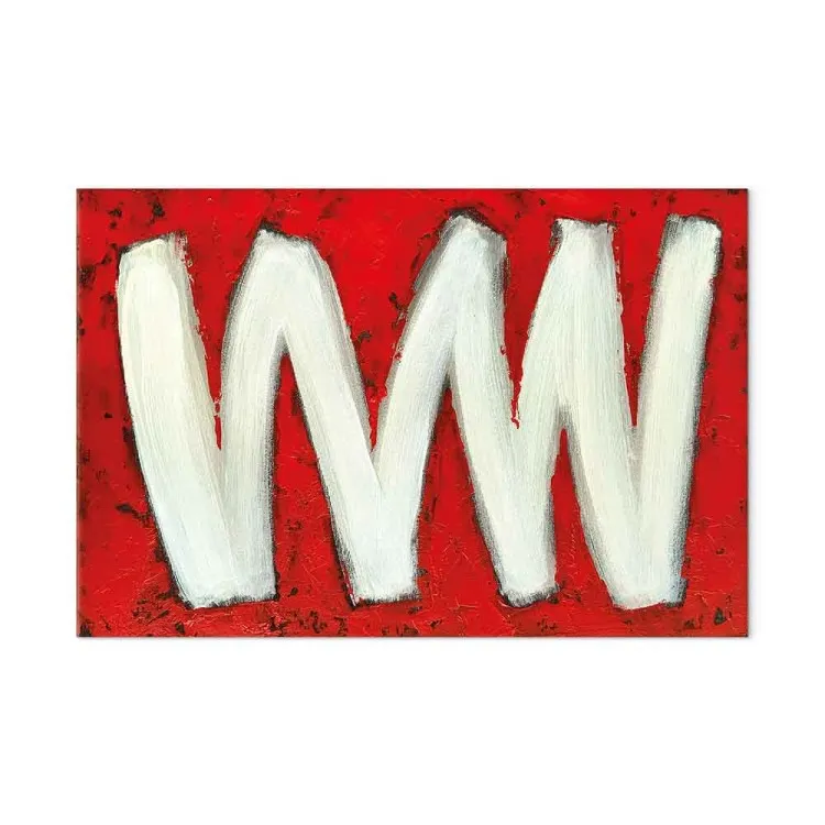 Zwei Buchstaben W (1-teilig) Breit - Abstraktion auf rotem Hintergrund