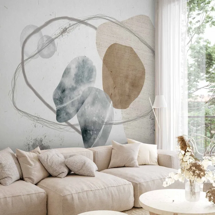 Elemente - Minimalistische abstrakte Komposition in Grau und Beige
