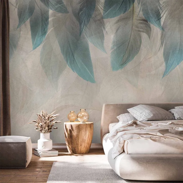 Wald aus Federn - eine helle, graue und blaue Komposition