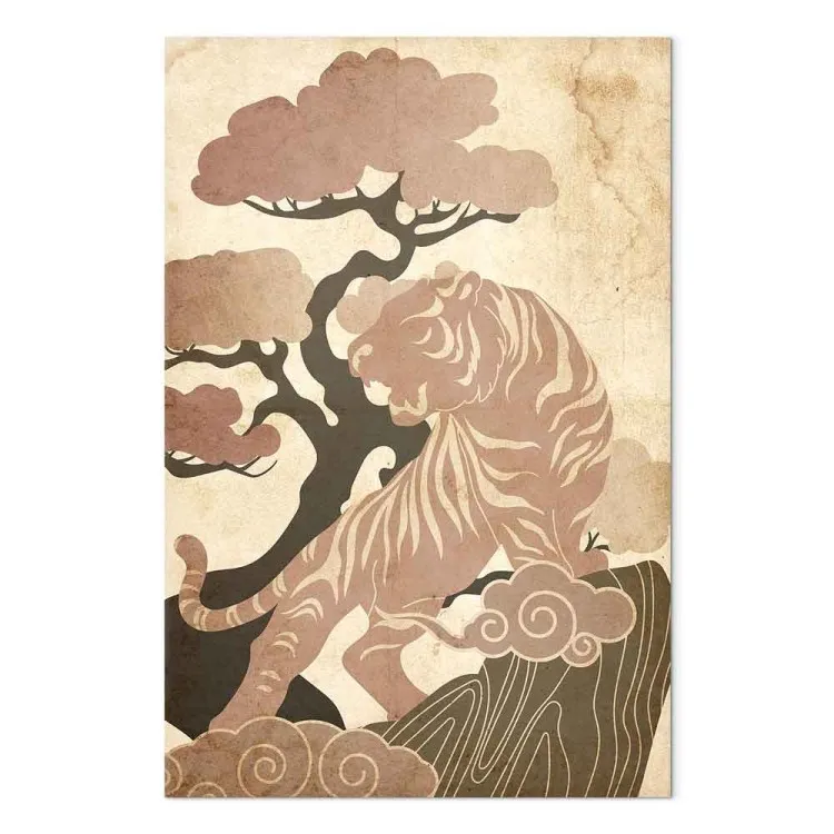 Asiatischer König - Wildkatze zwischen Bäumen und Wolken, Vertikal
