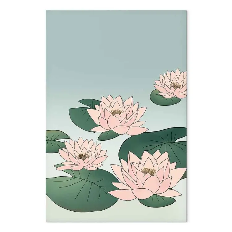 Rosa Seerosen (1-teilig) Vertikal - Landschaft mit Blumen auf Wasser