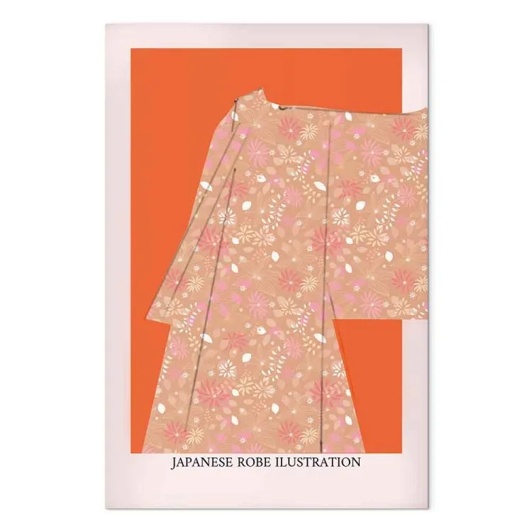 Japanisches Kimono - Schriftzüge und Kleidung im Zen-Stil, Vertikal