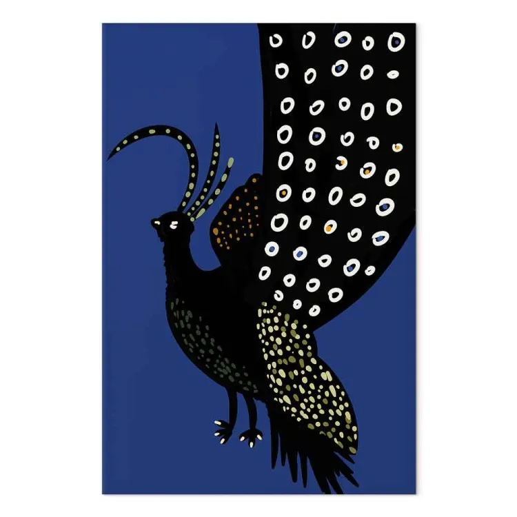Orientalische Pfote - Schwarzer Vogel auf marineblauem Hintergrund
