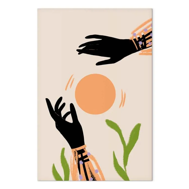 Handtanz (1-teilig) - Fröhliche Abstraktion, beige Hintergrund