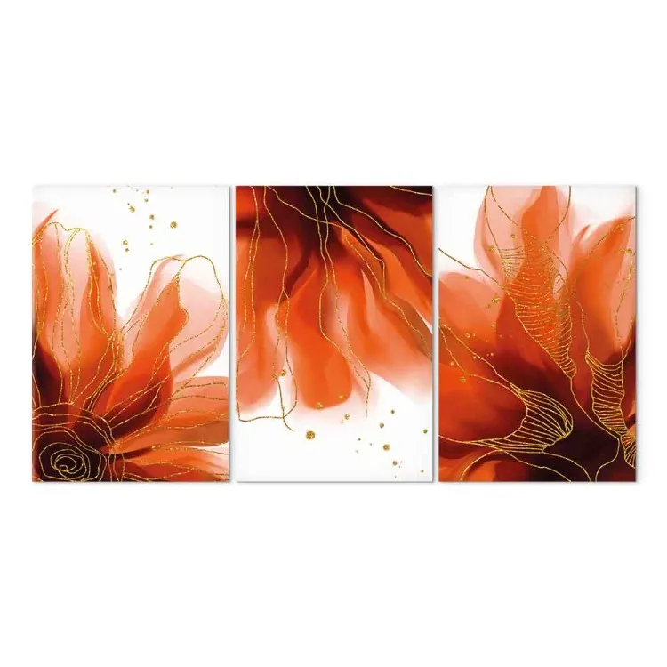 Drei flammende Blumen (3-teilig) - Abstraktion mit Pflanzenmotiven