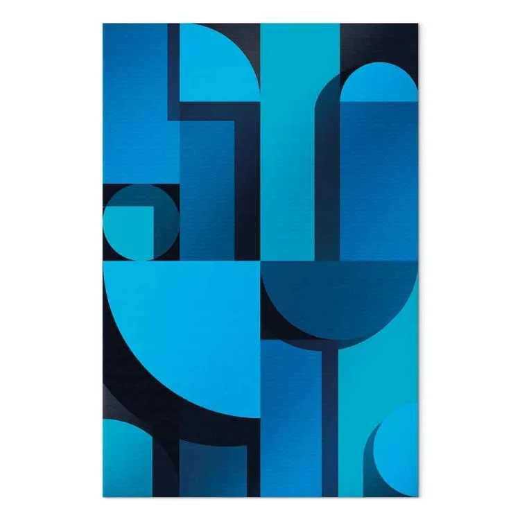 Kunstgeometrie (1-teilig) Vertikal - Blaue Art-Deco-Abstraktion