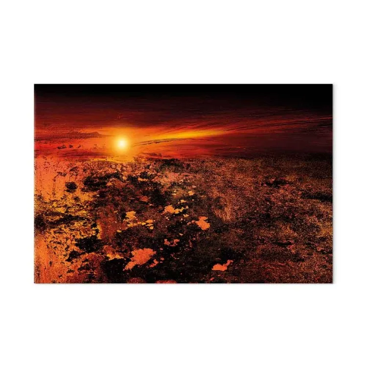 Landschaft (1-teilig) - Sonnenuntergang, blutrot-brauner Himmel
