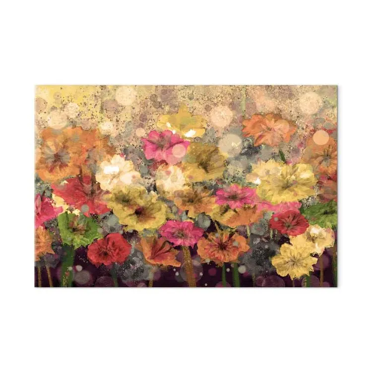 Tau auf der gemalten Wiese (1-teilig) - Frühlingsbunte Blumen