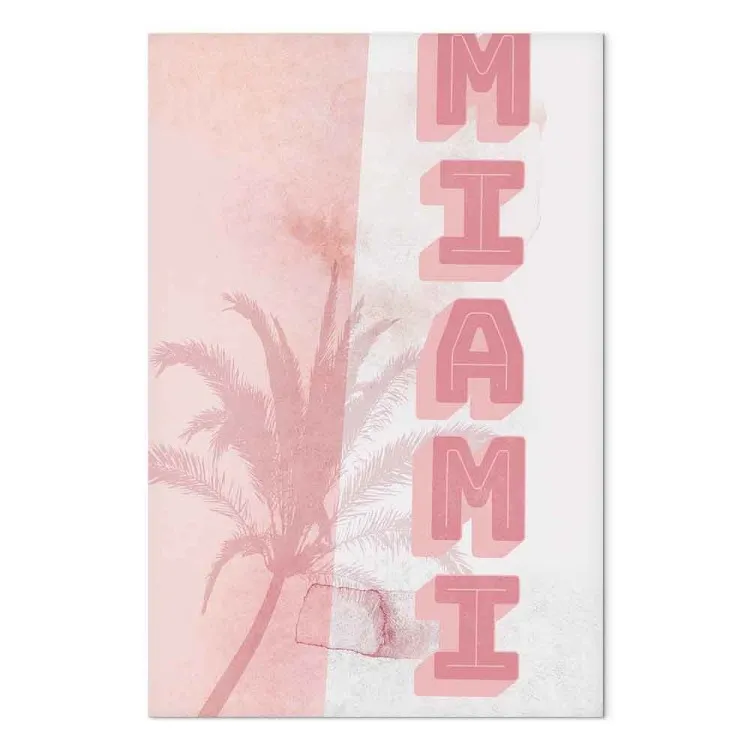 Stadtleuchten (1-teilig) - Pinkes Miami-Schild vor einer hohen Palme