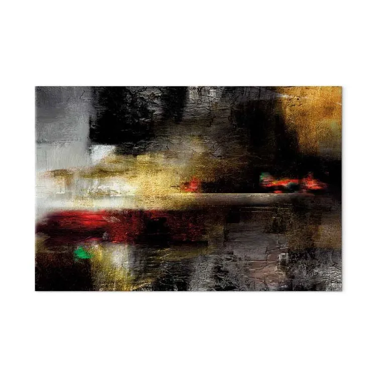 Abstrakte Landschaft (1-teilig) - Goldener Horizont mit lila Akzent