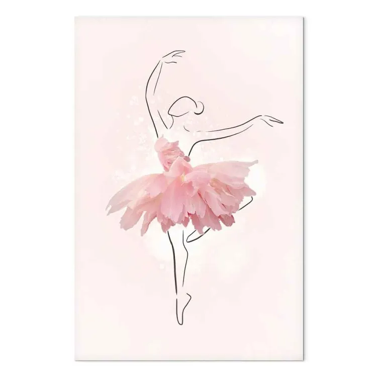 Ballettänzerin (1-teilig) - Linienzeichnung einer Frau, blumiges Kleid