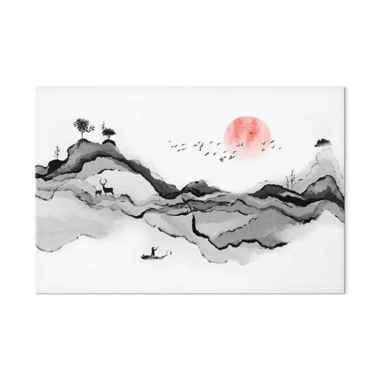 Aquarellberge (1-teilig) - Schöne Naturlandschaft im japanischen Stil